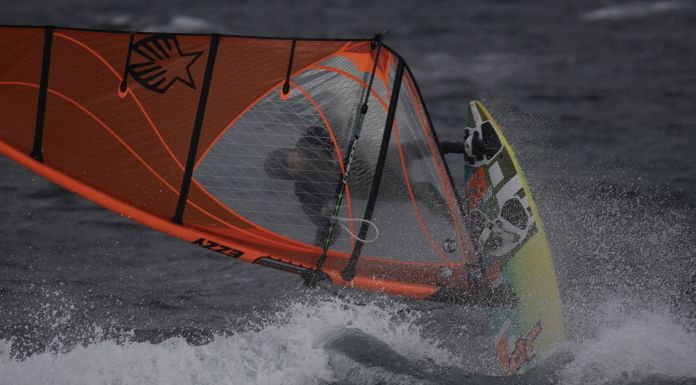 Windsurfing off Columbia Beach this morning